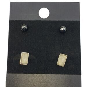 5/10  2 pair of Druzy style gun medal tone earrings